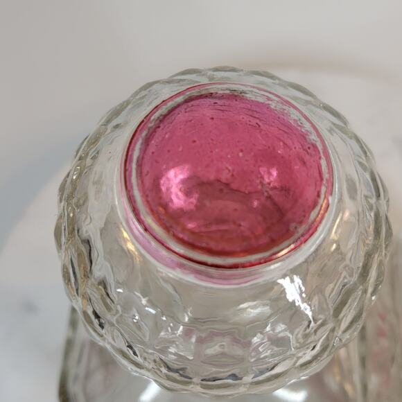 Vintage Decanters Crystal Cranberry Liquor Heavy Cut Glass Whiskey Set of 2 - Picture 12 of 16